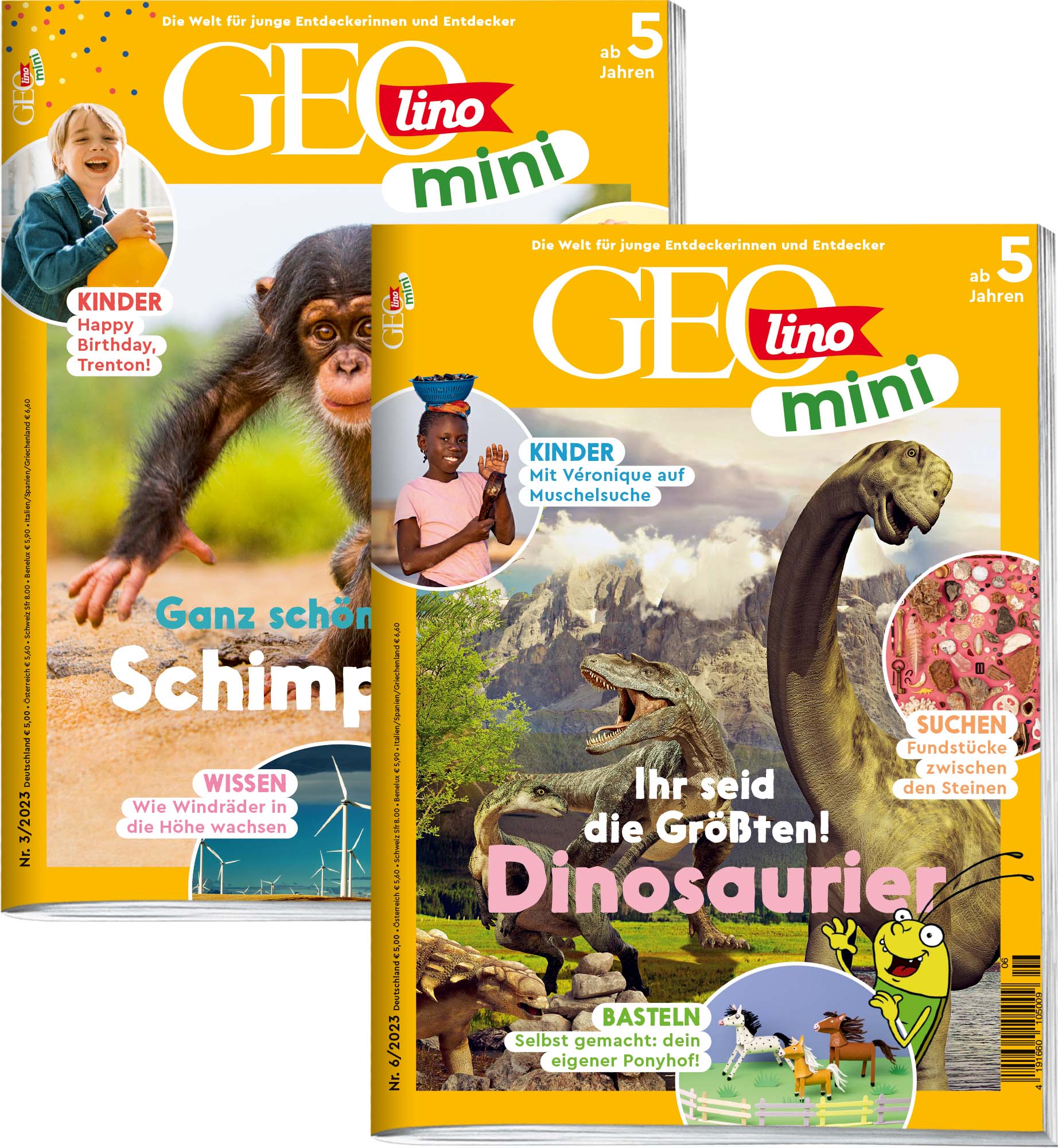 GEOLINO MINI-Bestseller „Schimpanse“ & „Dinosaurier“ 