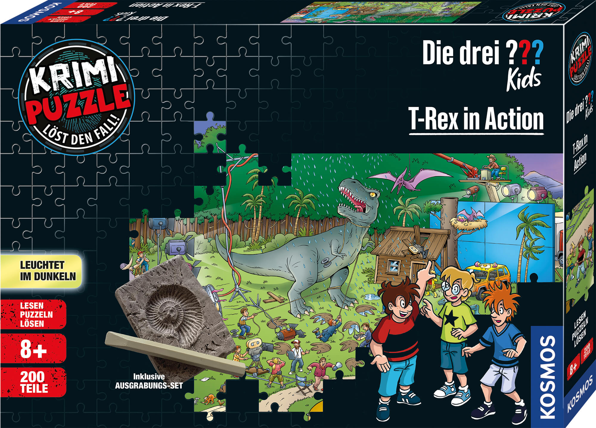 KOSMOS Die drei ??? Kids Krimi-Puzzle „T-Rex in Action“ 