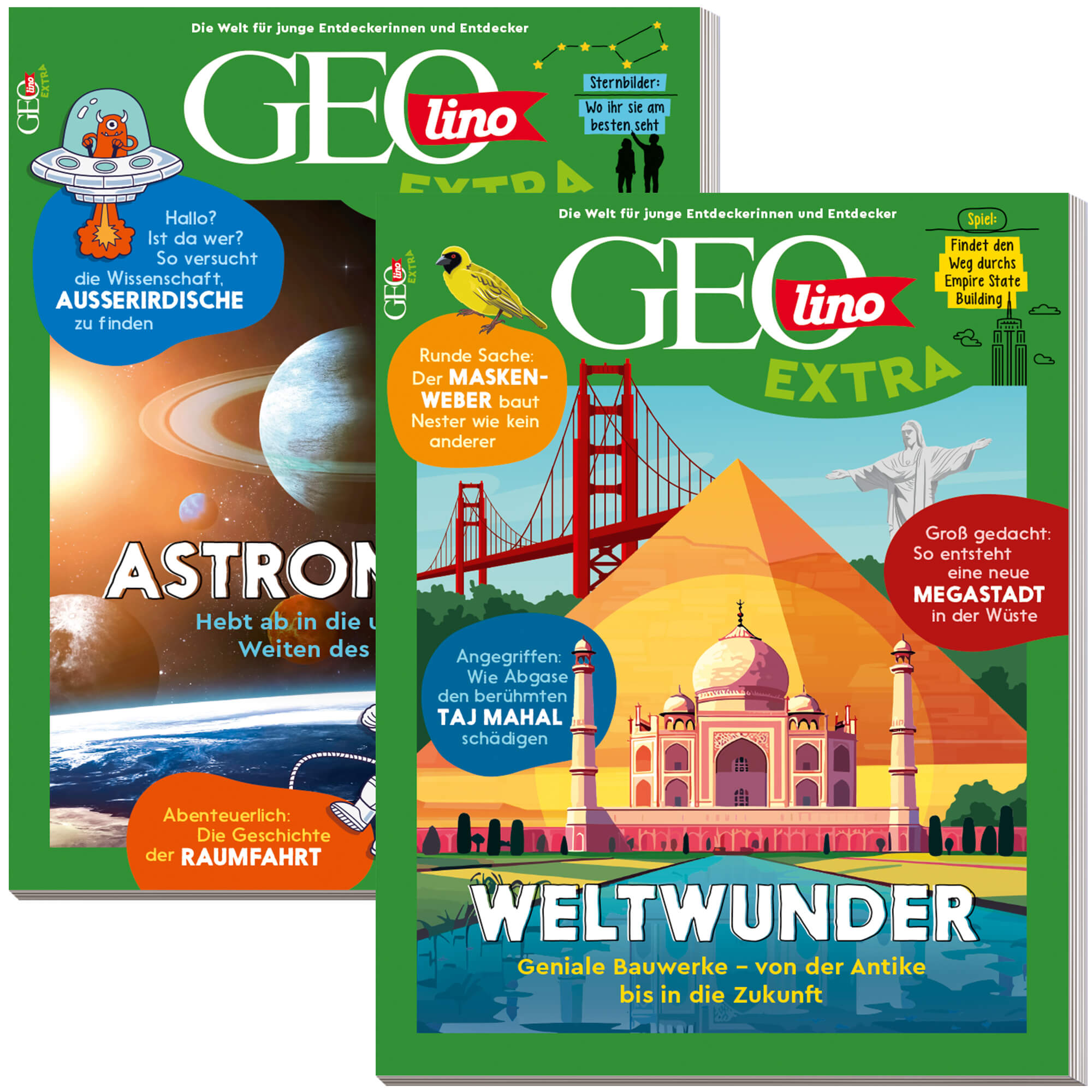 GEOLINO EXTRA-Bestseller „Astronomie“ & „Weltwunder“