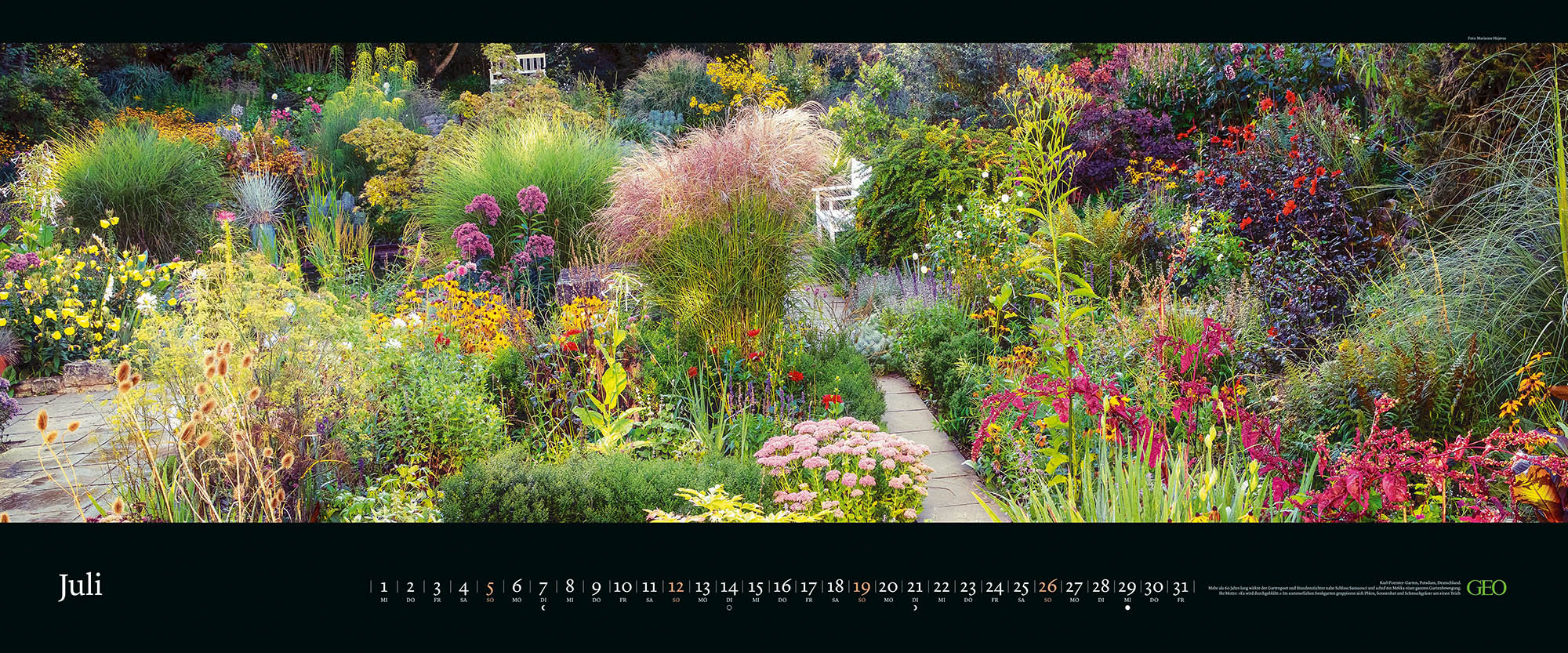Panorama-Kalender "Die sch&ouml;nsten G&auml;rten" 2026