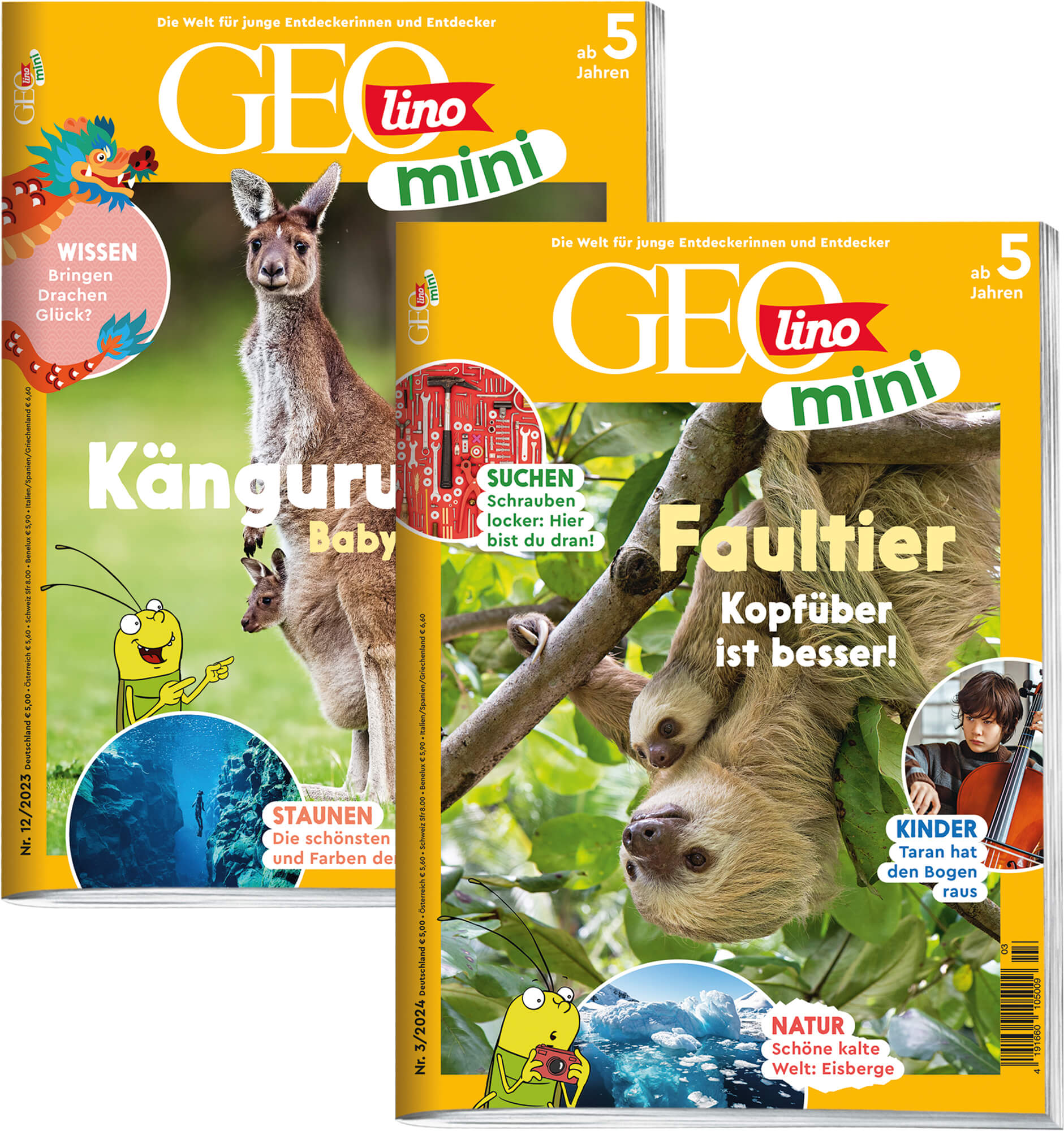 GEOLINO MINI-Bestseller „Känguru“ & „Faultier“ 