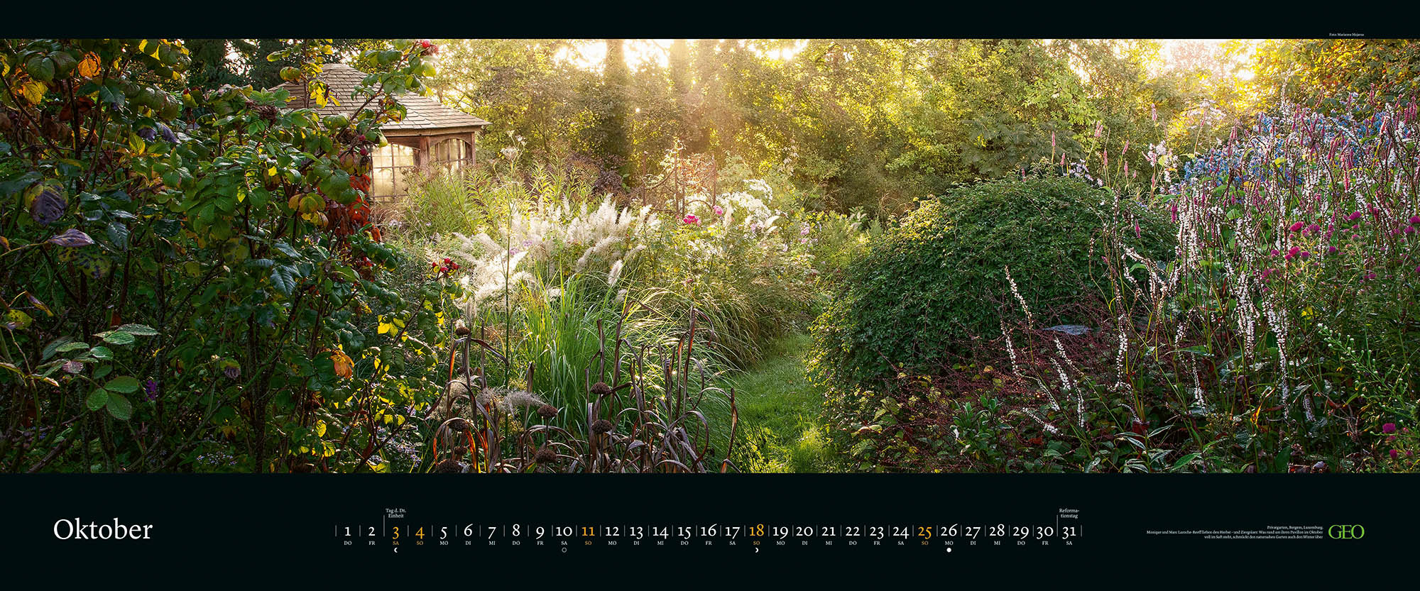 Panorama-Kalender "Die sch&ouml;nsten G&auml;rten" 2026