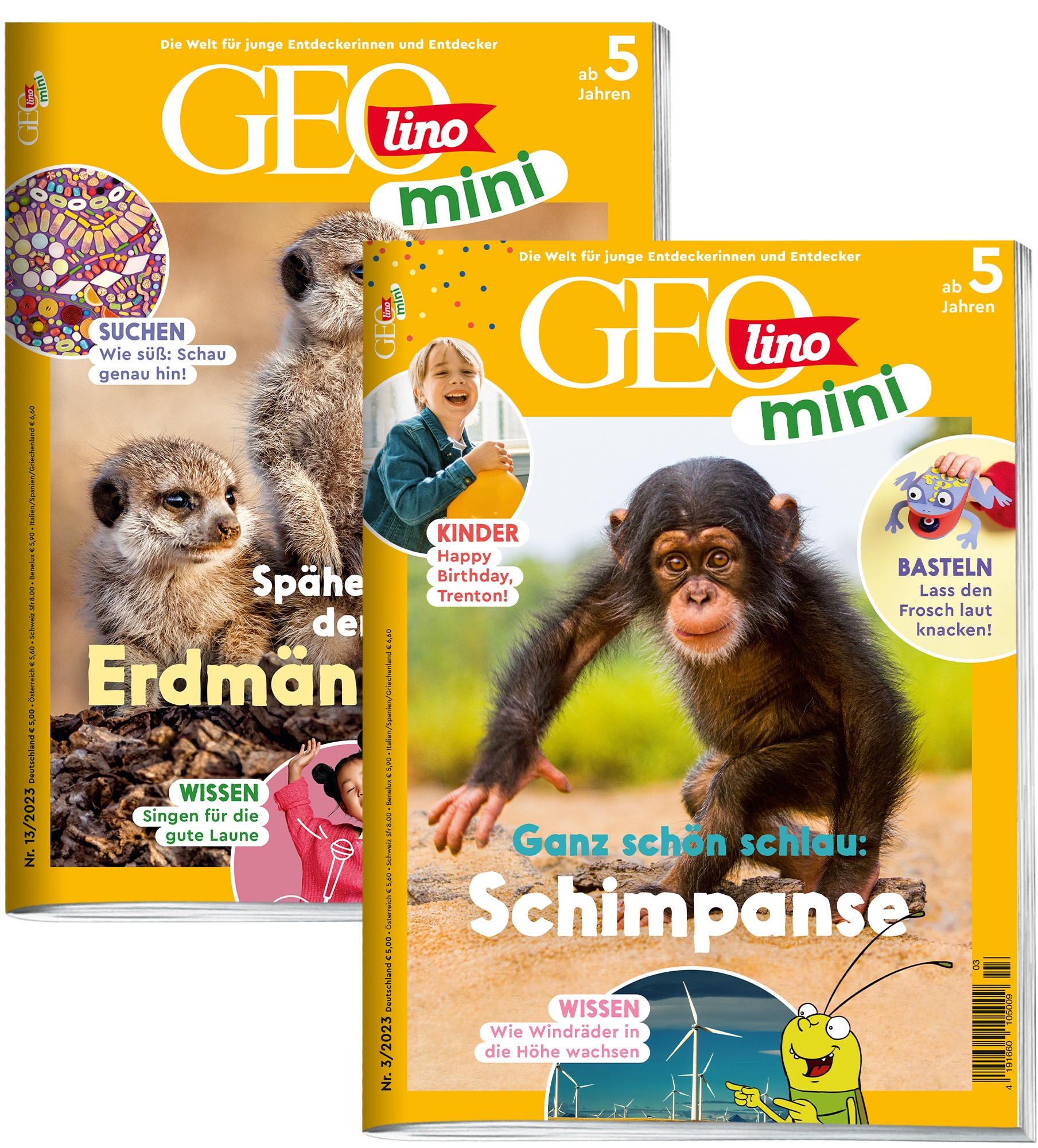 GEOLINO MINI-Bestseller „Schimpanse“ & „Erdmännchen“ 