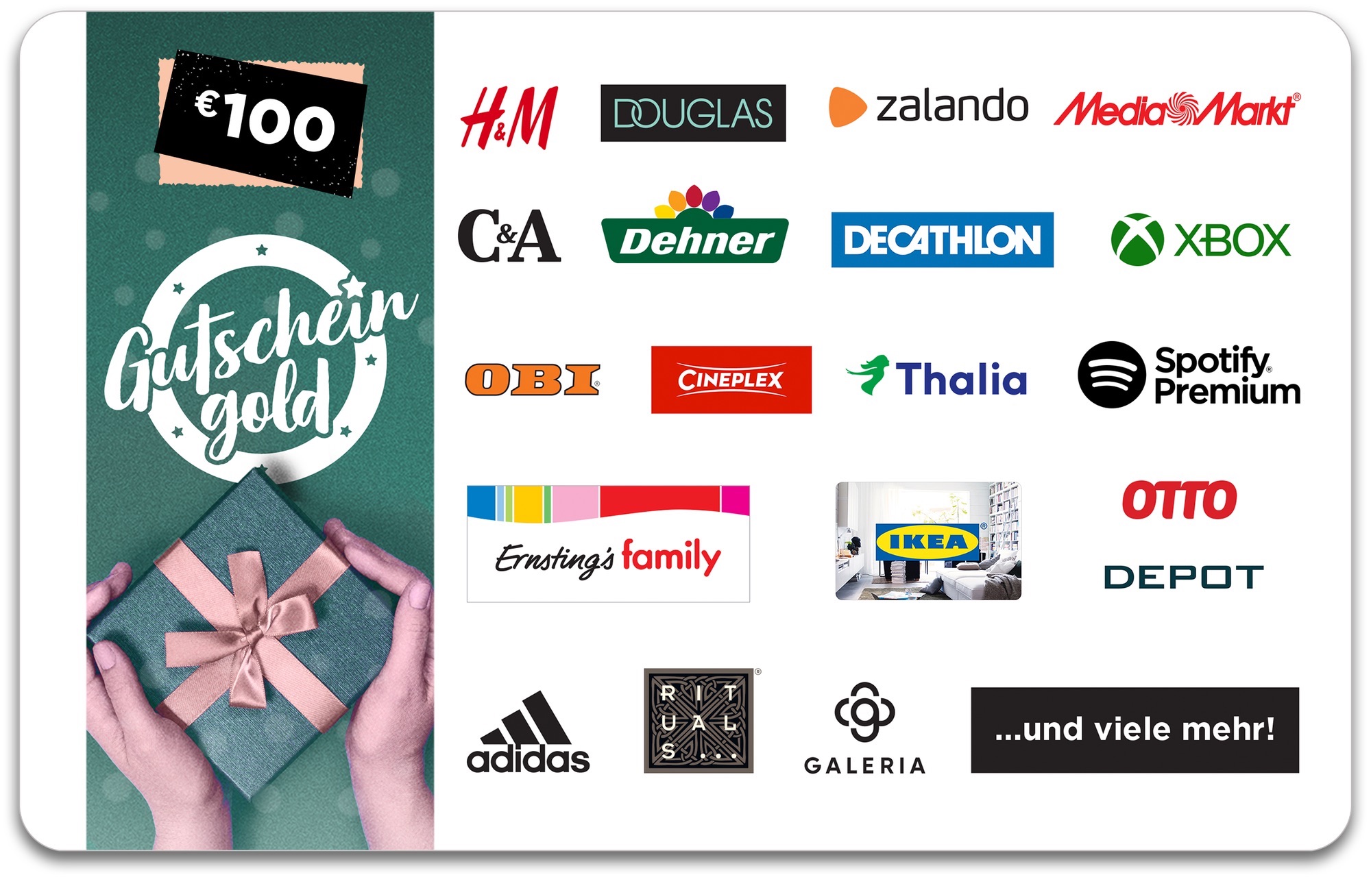 100,&ndash; &euro; GUTSCHEINGOLD Universal-Gutschein